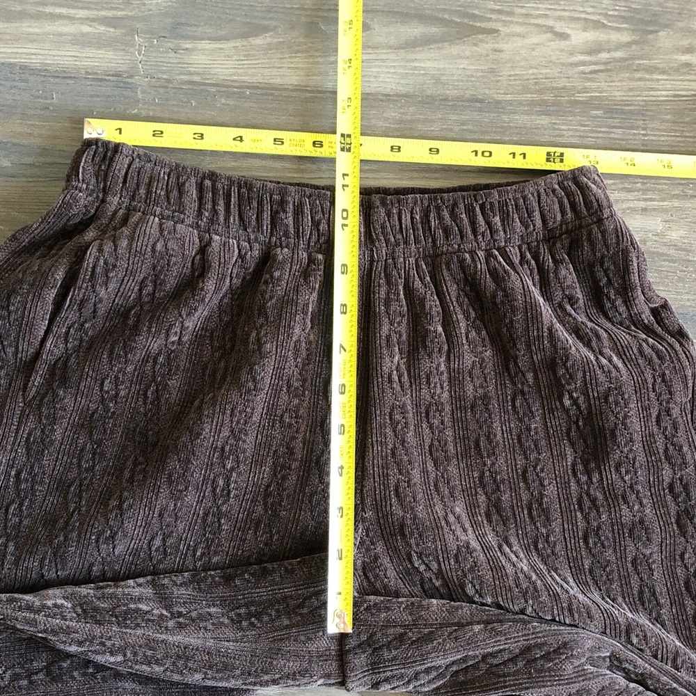 Aerie Offline Cable Knit Wide Leg Lounge Pants Chenille Trouser Brown Pull On - Picture 12 of 14